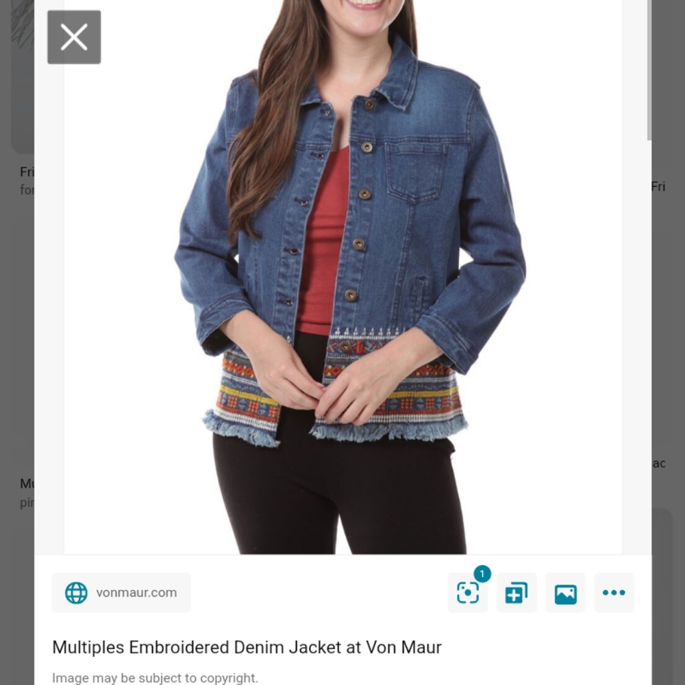 New Wo tags stretch denim jacket. Size XL Multiples brand. Four pockets.